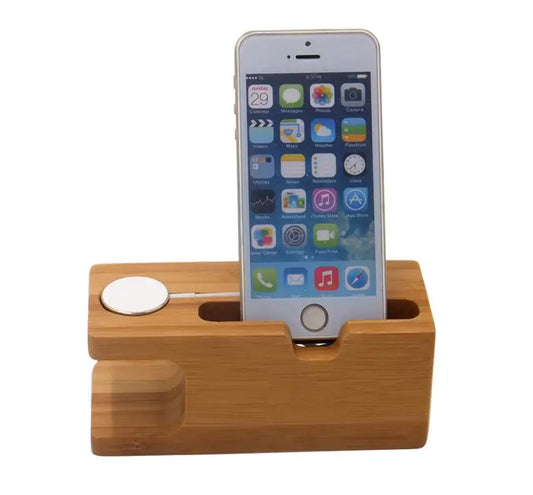 Wooden Phone Stand and Apple Watch Charging Dock