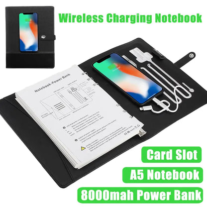 Wireless Charging Notebook Power Bank with USB (Custom)